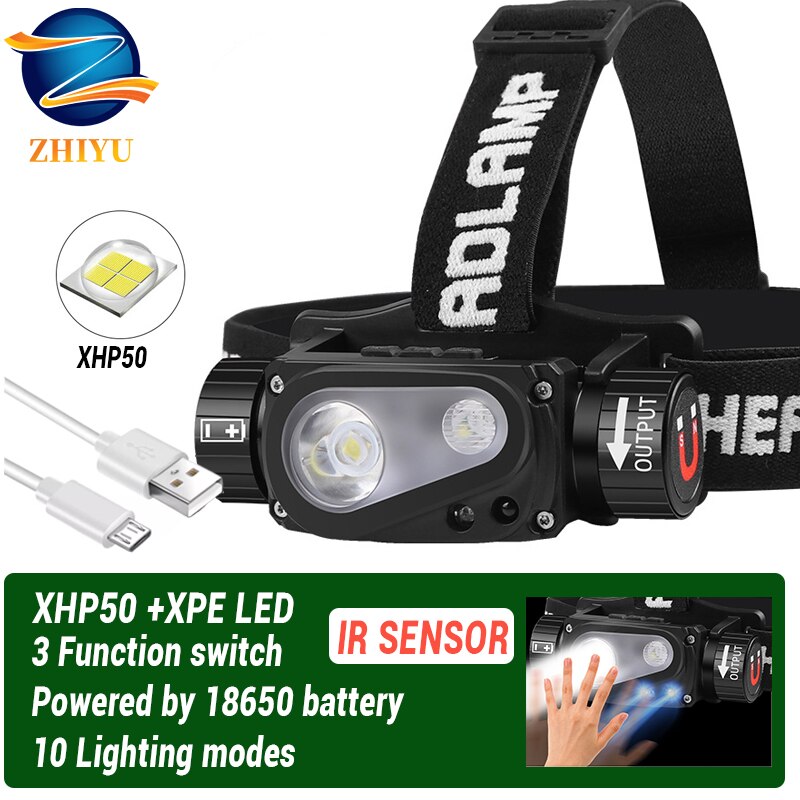 XHP50 LED    Ʈ  18650 USB ..